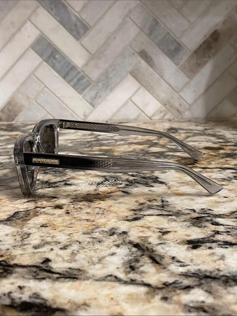 Gucci Clear Frame Sunglasses with Gray Lenses - Picture 7 of 15